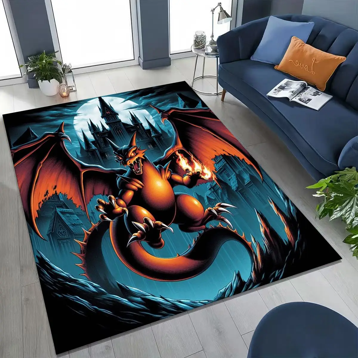 

27 Style Charizard Charmander Pokemon Cartoon Rug for Bedroom Living Room Sofa Home Doormat Decor,Larger Kids Non-slip Floor Mat