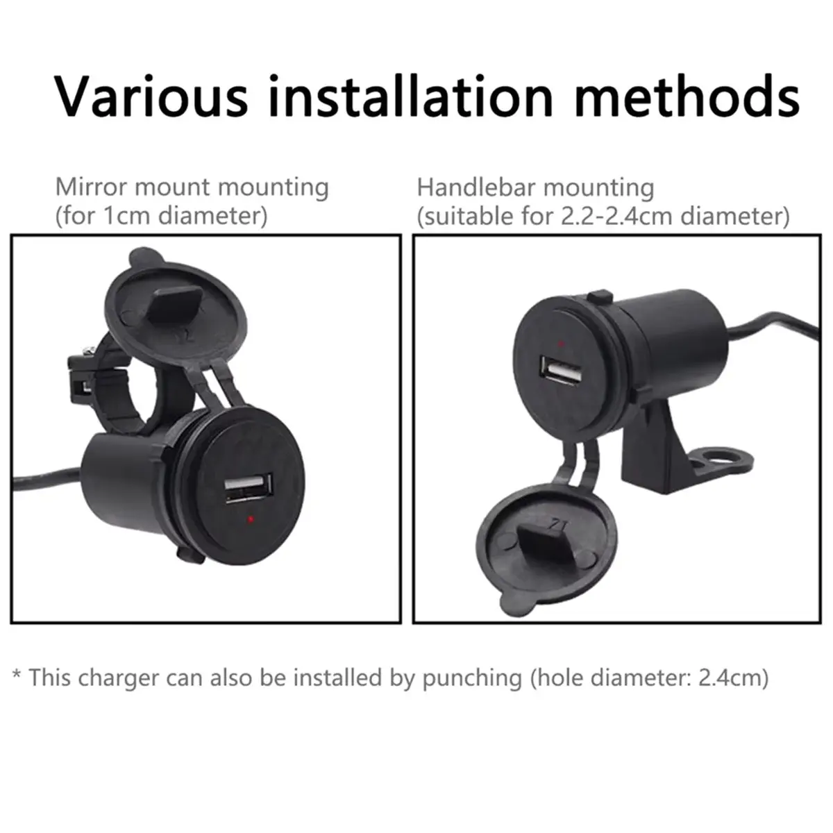 L77A 12V Motorcycle Phone Charger Single Port Waterproof USB Socket Handlebar Phone Charger for Tablets Motorcycle Parts