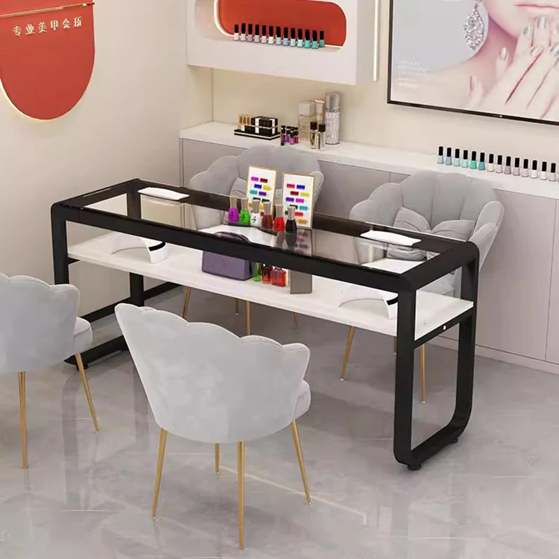 Tempered Glass Nail Table Japanese Single Double Table Specifically Designed For Nail Salons Minimalist Table Manucure Furniture