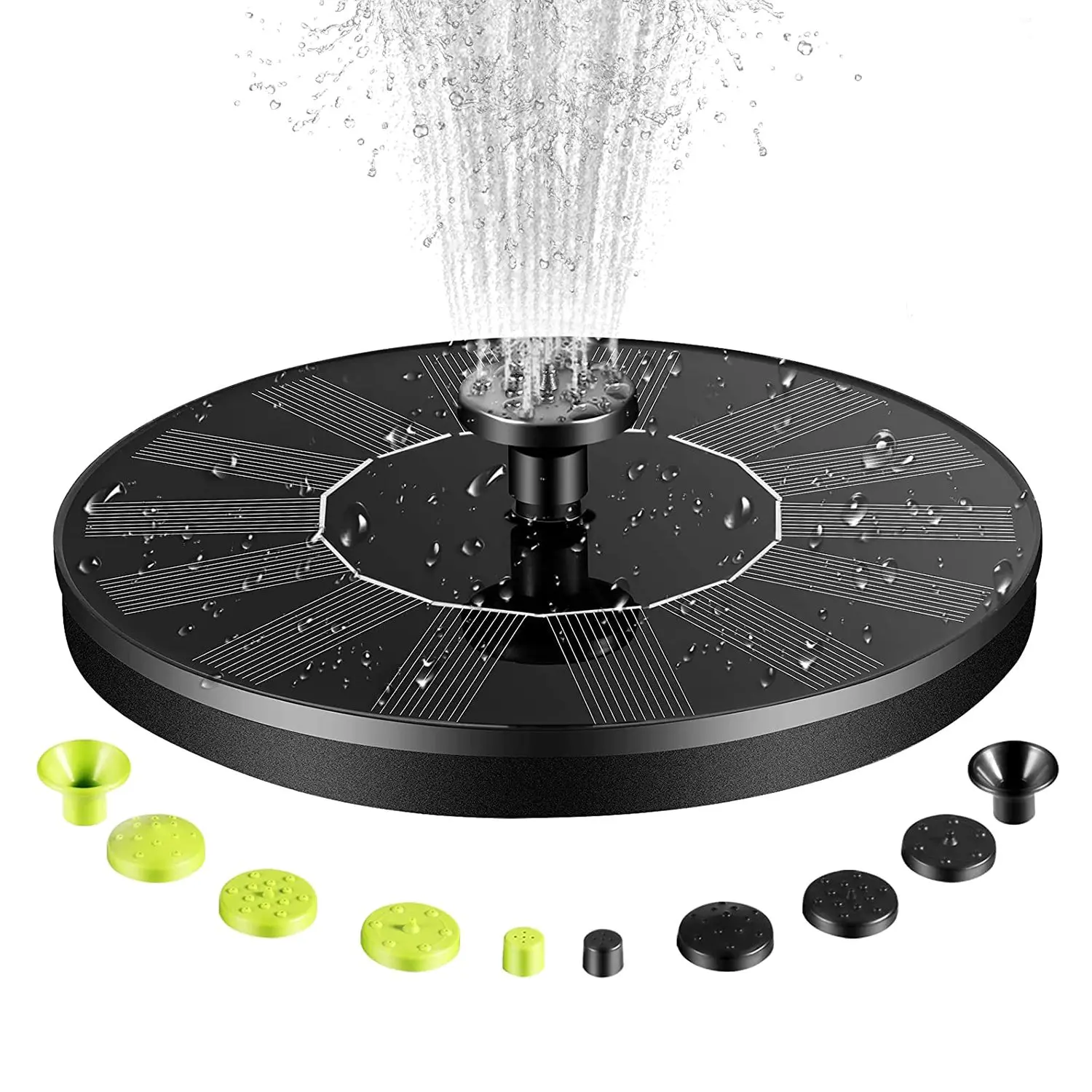 Solar Water Fountain, 1.4W Solar Fountain Pump, Solar Bird Bath Fountain Pump with 10 Nozzles, Outdoor Solar Fountain