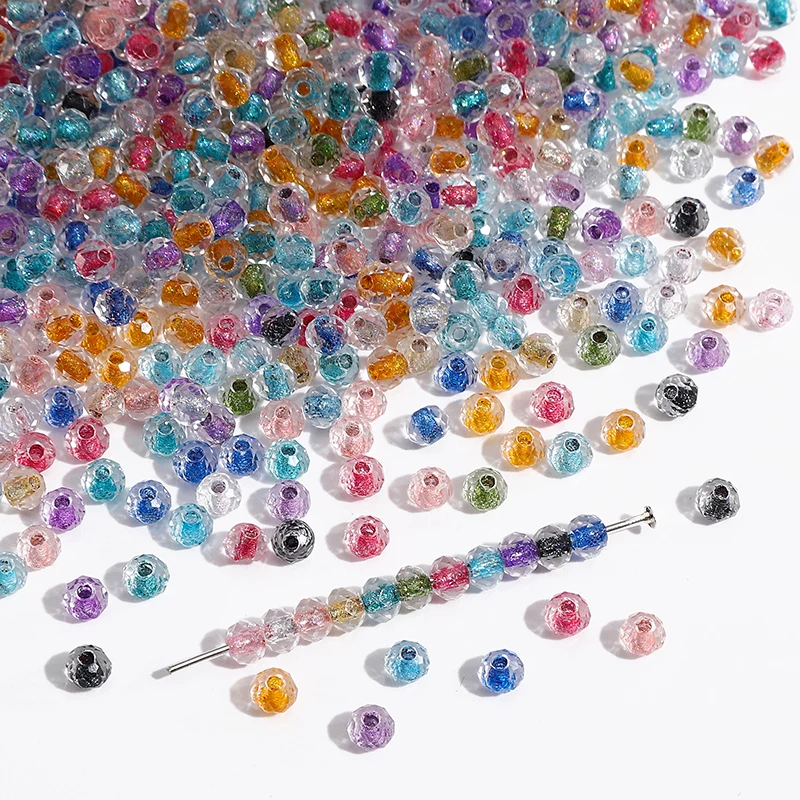 130Pcs/Lot Multicolor Dye Core Flat Beads 4mm Glass Seed Spacer Beads For Jewelry Making Craft DIY Bracelet Keychain Accessories