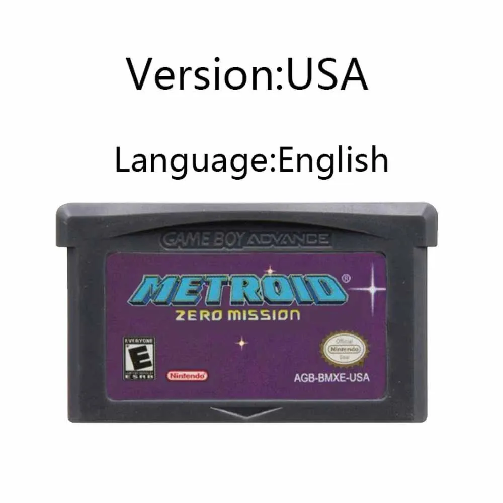 Brand New 32-bit Video Game Cartridge Console Card  Metroid Series GBA Game Fusion Zero Mission for GBA/NDS/USA/EUR Version
