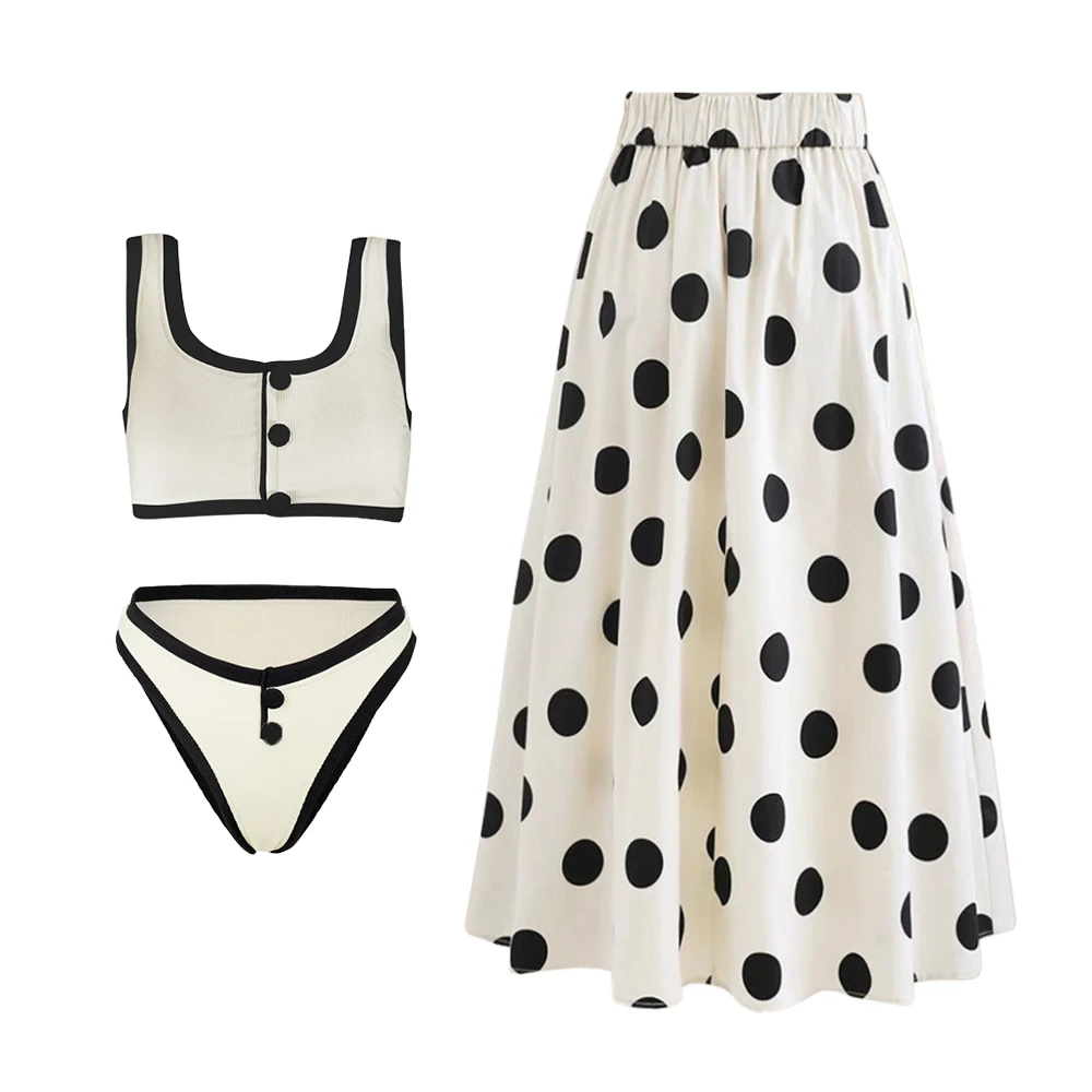 2024 Sexy Ruffle One Piece Swimsuit Skirt Summer Women Vintage Bikinis Print Swimwear Beachwear Summer Dress Monokini Bath Suit