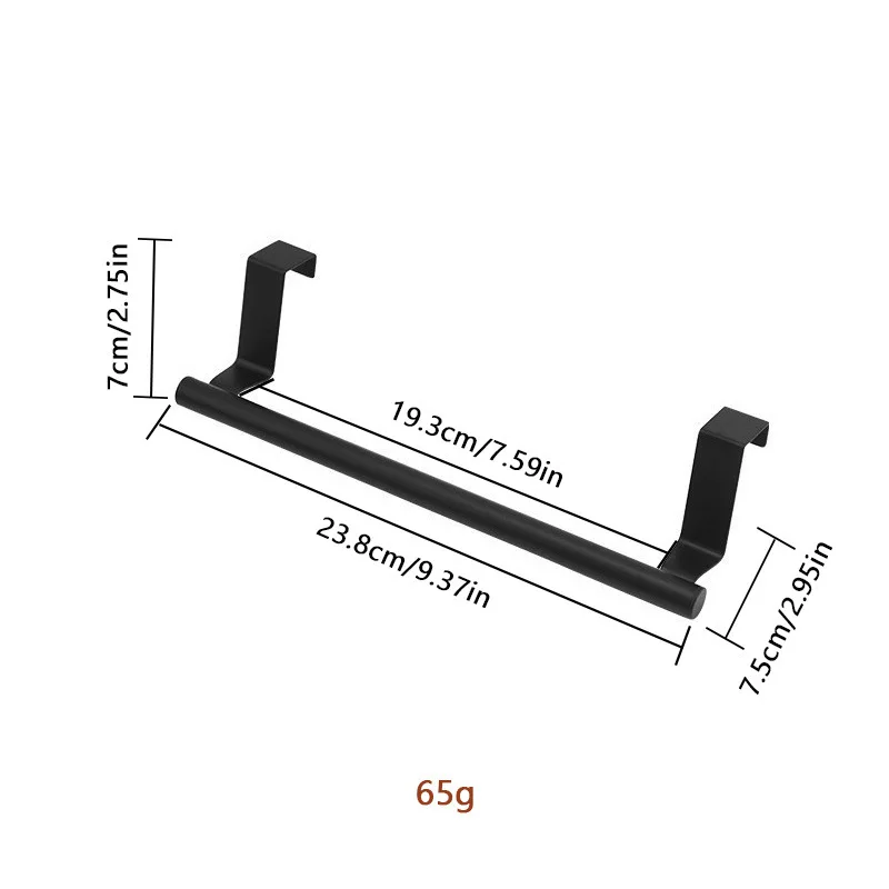 1 Pcs Towel Rack Over Door Towel Bar Hanging Holder Stainless Steel Cabinet Black Towel Rag Shelf Hanger for Bathroom Kitchen