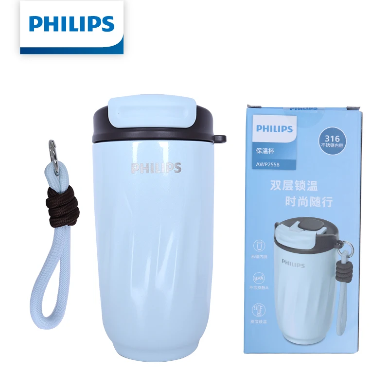 

Термокружка Philips 420 мл из нержавеющей стали SUS316, вакуумная изоляция на 12 часов, портативная кофейная кружка для прямого питья AWP2558