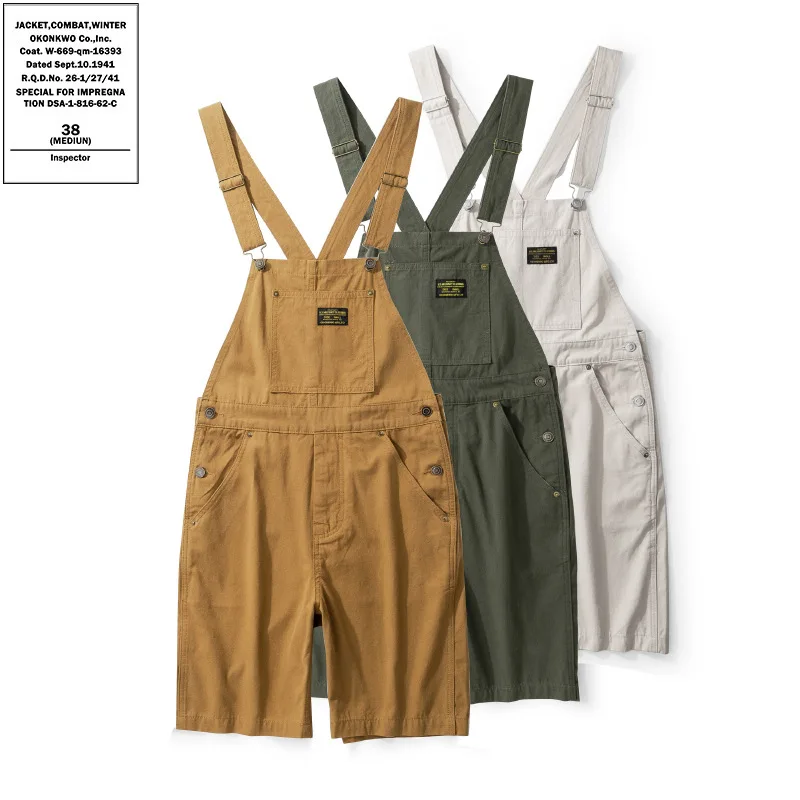 

OKONKWO Workwear Backstraps Shorts Suspenders Workers' Pants Men's Women's Couples Amikaki Half Jumpsuit Outdoor Climbing Sports