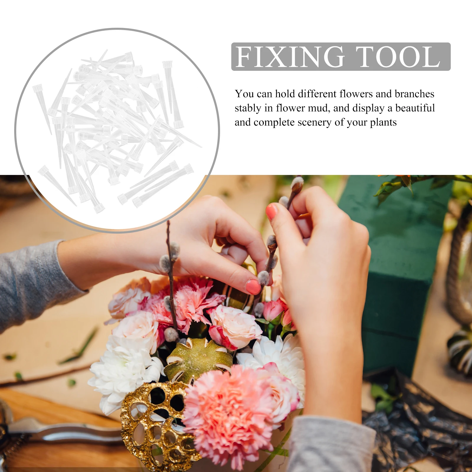 

100pcs Flower Mud Tubes DIY Plastic Fixation Holders for Fresh Flowers Rose Stems Water Tube Wedding AccessoriesArt Decor