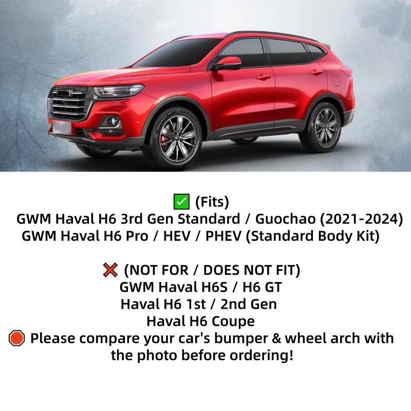 4PCS ABS Mud Flaps For GWM Haval H6 3rd Gen Guochao Edition 2021-2023Front Rear Wheel Fender Splash Guards Exterior Accessories
