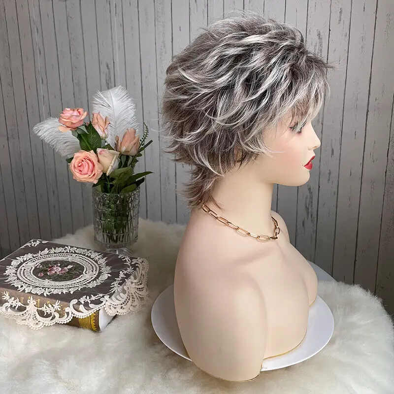 Perruque Synthétique Courte Naturelle Bouclée pour Femme, Cosplay