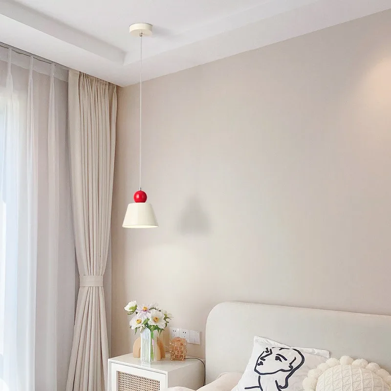 

Modern Minimalist Cream Bedside Pendant Light for Bedroom Small Creative Ceiling Lamp Living Room Bar Decor Stylish Ambient