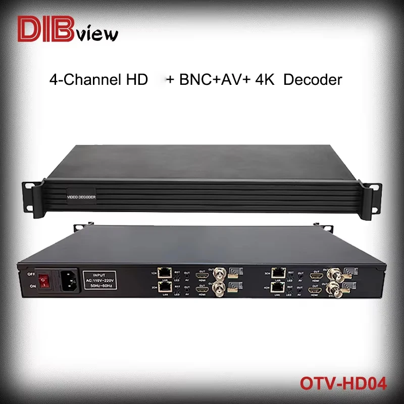 OTV-HD04 H.264 H.265 IP Media Decodr 4-kanałowy dekoder HD BNC CVBS HTTP, RTSP, RTP, TCP, RTMP, HLS, UDP multicast, unicast
