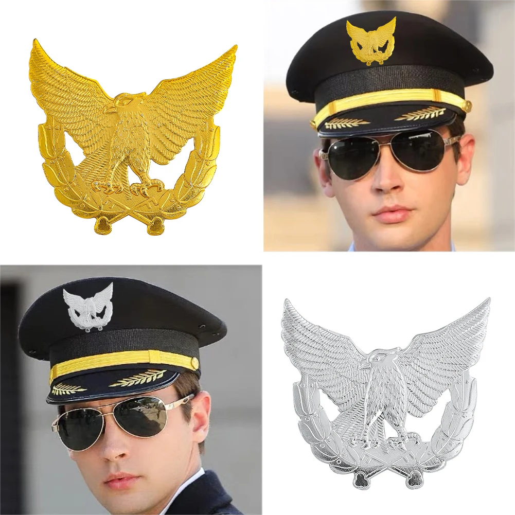 Metal Cap Badge Screw Back Pin Octagonal Star Wheat Eagle Patriotism Emblem Cosplay Decor Props Uniform Hat Badge Accessories