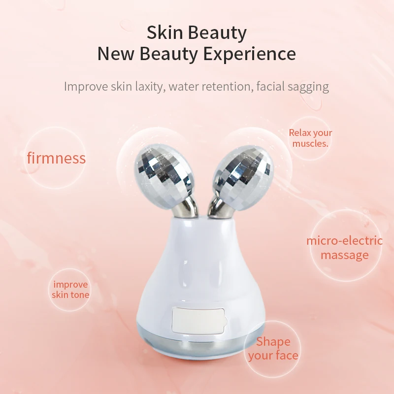 3D Microcurrent Facial Roller Massager Lifting Firming V-Face Sculpting Skin Tightening Home Beauty Device for Face Neck Body