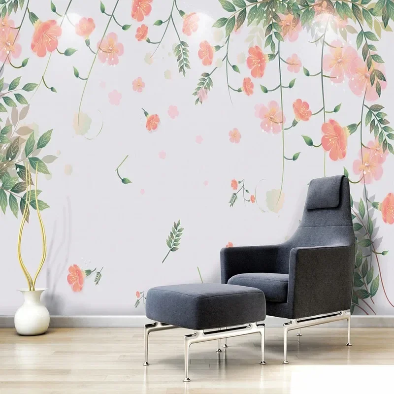 

Custom 3D Modern Mural Wallpaper Green Leaves Watercolor Style Scandinavian Minimalist TV Backdrop Wallpaper For Bedroom Walls