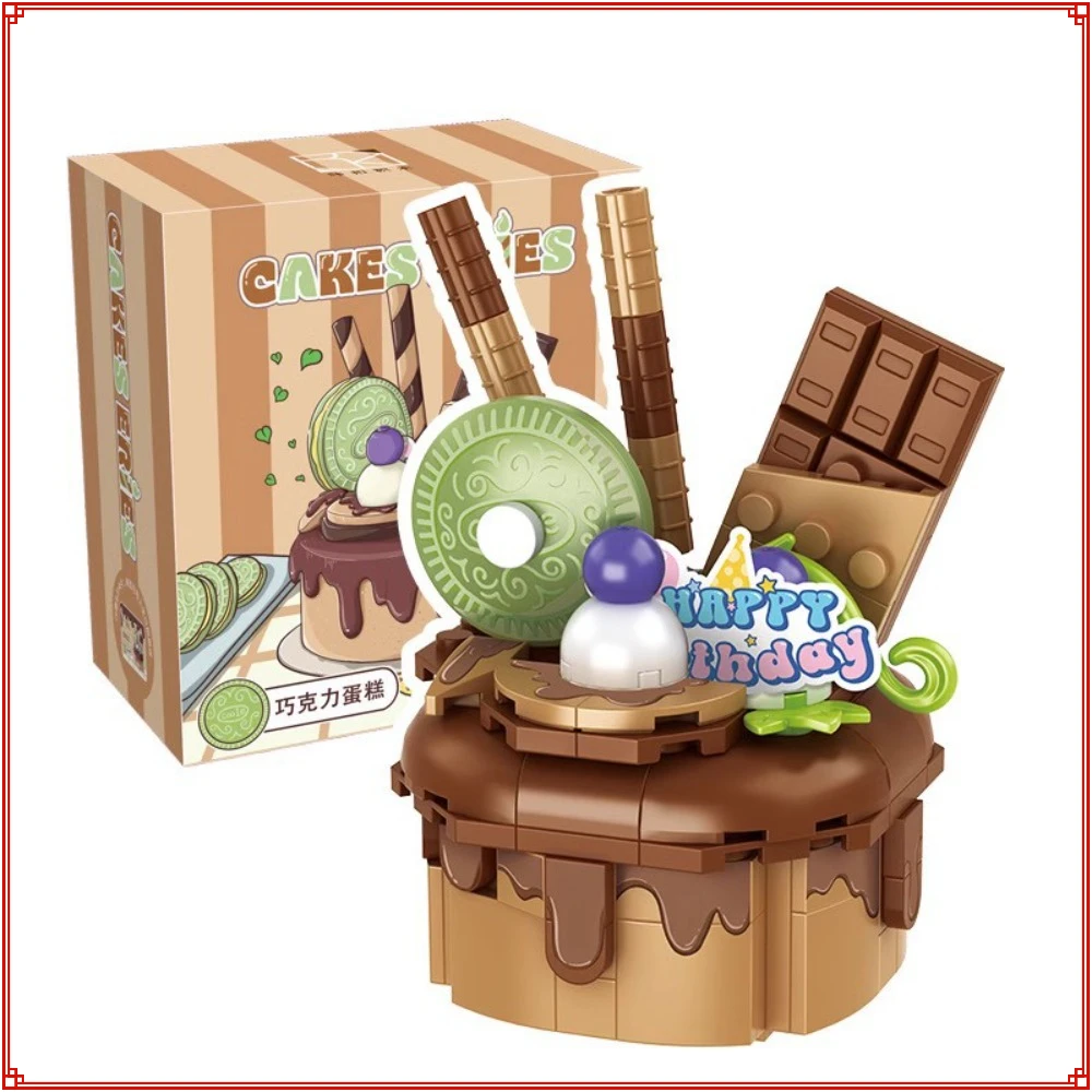 New Chocolates Cake Building Blocks Strawberry Macaroon Chocolates Matcha Cake Model Girls Gift Home Decor Display Decorations