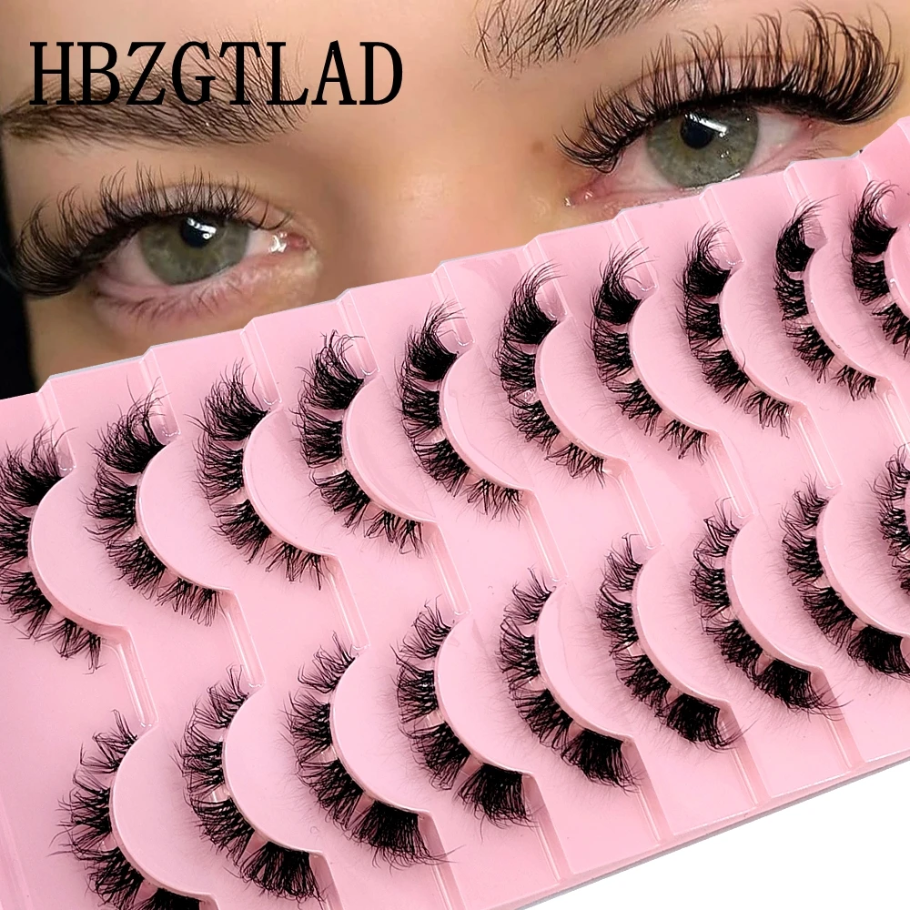 HBZGTLAD False Eyelashes Cat Eye Lashes Natural Long Full Eye Lashes Short Wispy Clear Band Lashes 3D Faux Mink Lash Multipack