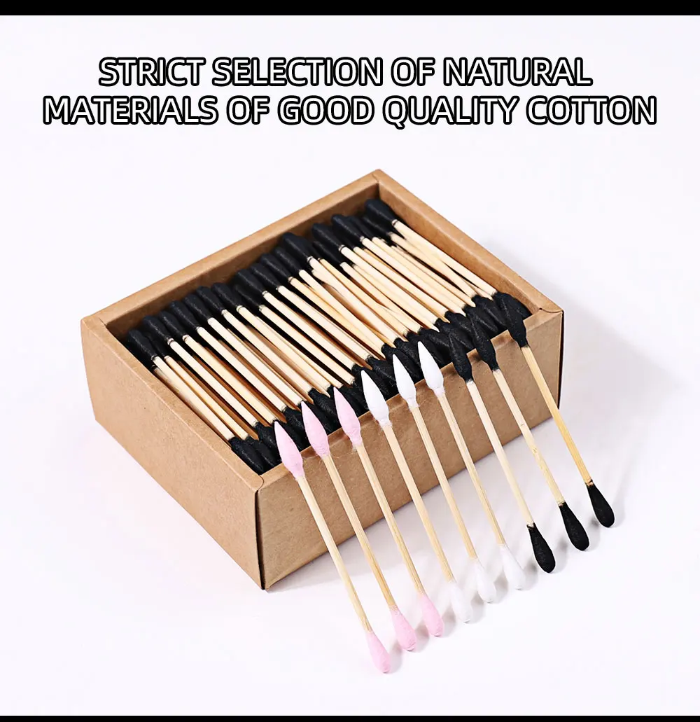 200 Teile/schachtel Nägel Holz Baumwolle Tupfer Sauber Sticks Knospe Spitze Holz Baumwolle Kopf Maniküre Detail Corrector Nagellack Entferner Kunst Werkzeug – Detail 2