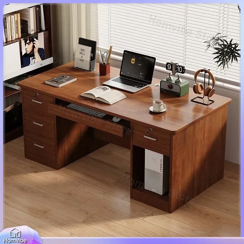Modern Computer Desk with Bookshelf Home Office Writing Table Small Space Workstation for Apartment Rental Study Furniture