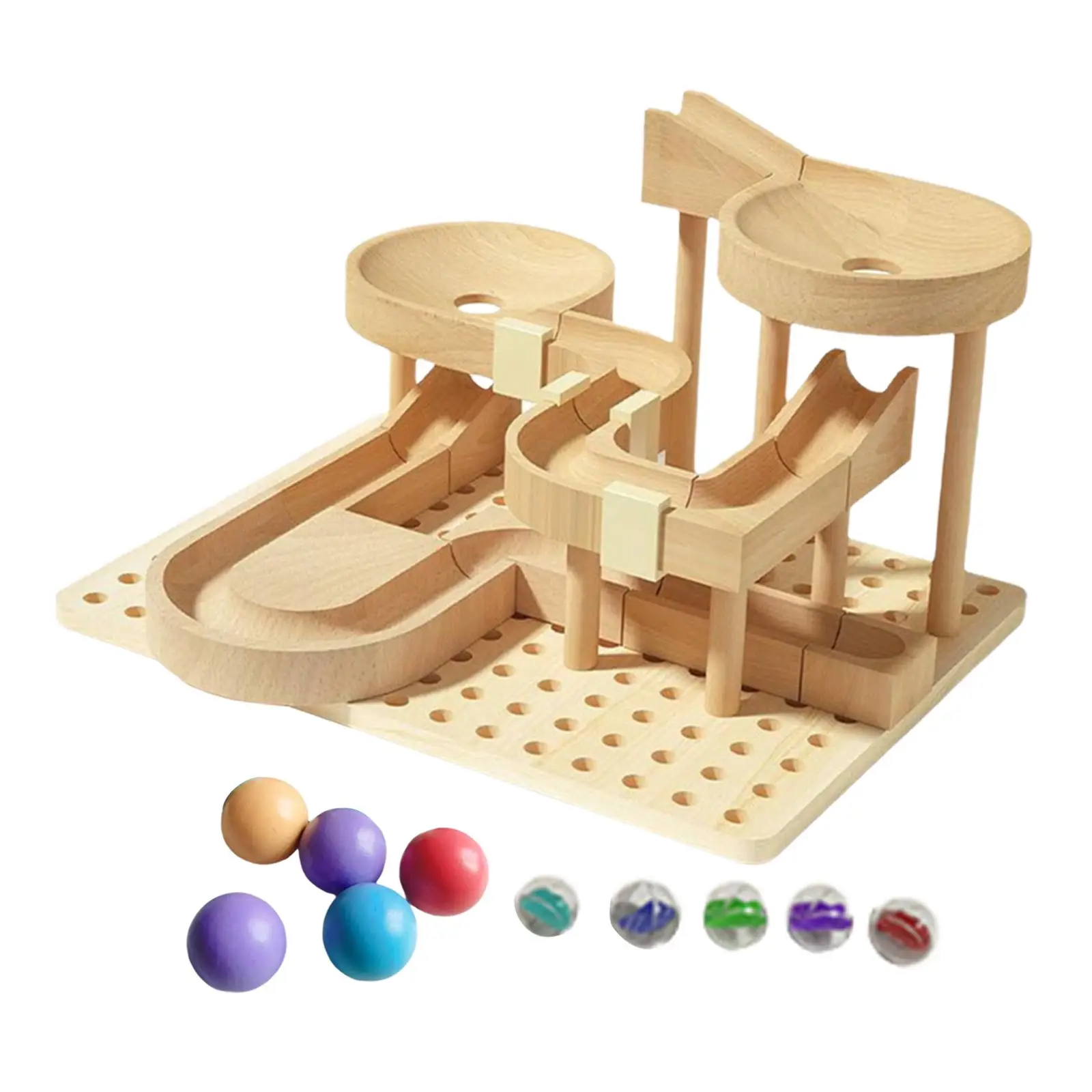

Wooden Marble Run DIY Assembly Wood Building Blocks Toys for Kids Boys Girls