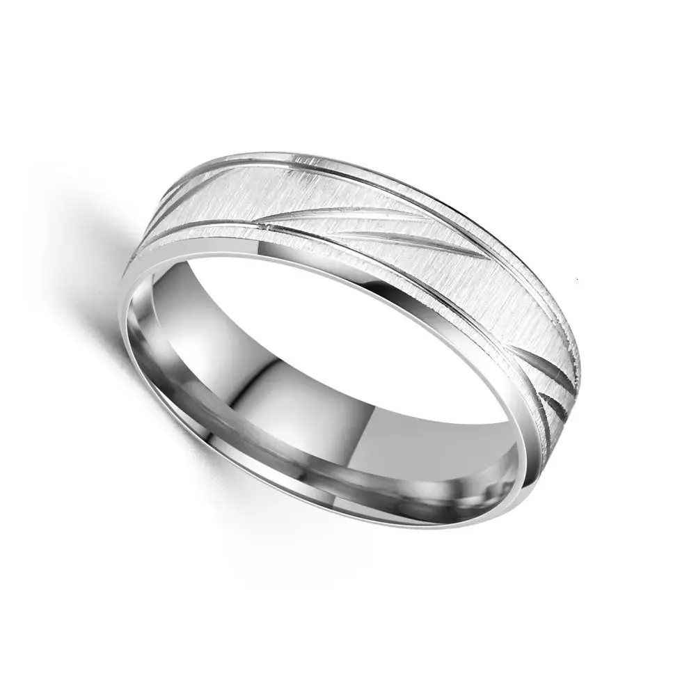 Men Women Wave Pattern Couple Rings Premium Chevron Cut Stainless Steel Elegant Engagement Wedding Band Jewelry