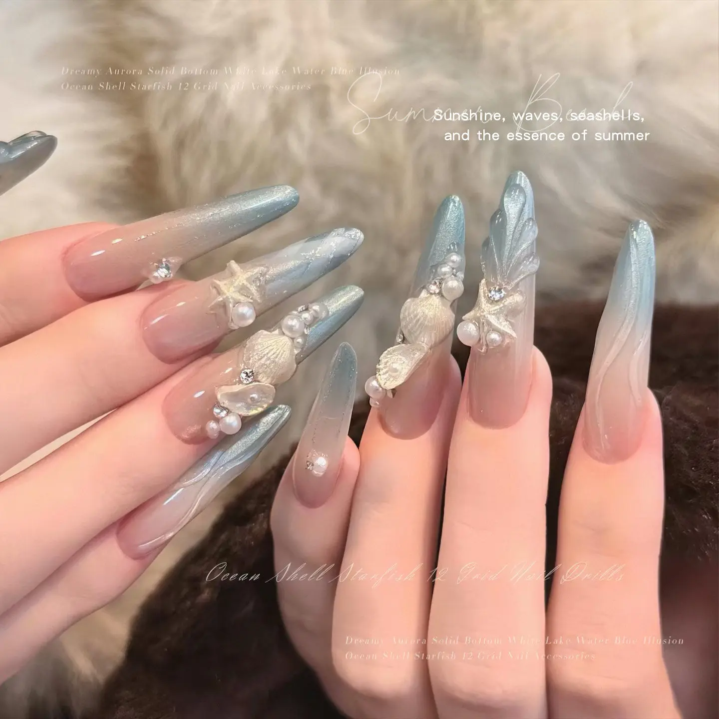 Shell Starfish Coconut Tree Mixed Ocean Theme Manicure Decoration Mixed Ocean Life Nail Art Charms Set For Summer Nails 50PCS