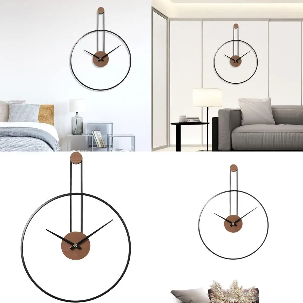 

Стильные настенные часы из металла и орехового дерева, бесшумные, без тикания, 24,4 x 17,7, идеально подходят для гостиной, спальни, офиса