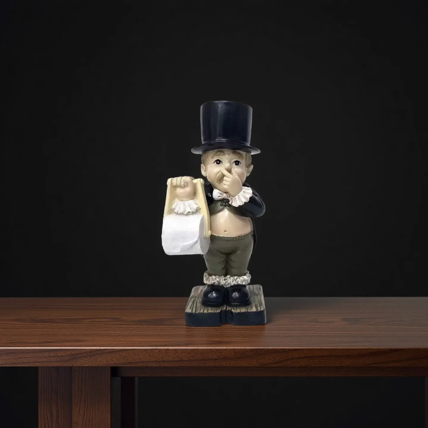 

Creative Spoof Paper Holder Statue Cute Funny Decorative Resin Butler Shape Tissue Stand Rack Sculpture for Toilet Decoration
