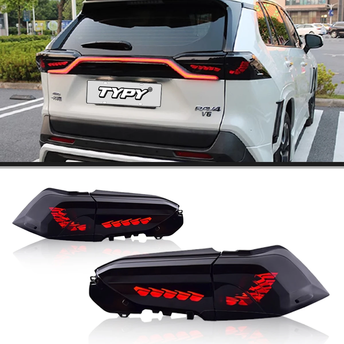 

TYPY New Upgrade Modified Full Tail Lamp Car Accessories For Toyota RAV4 2019-2022 NEW Dynamic Turn Signal Brake LED Taillight