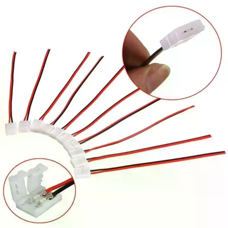 10Pcs 2/3/4/5/6Pin Solderless LED Strip Light Connectors 5mm 8mm 10mm 12mm For 2835 5050 LED Strip Wire PCB Ribbon 15.5cm