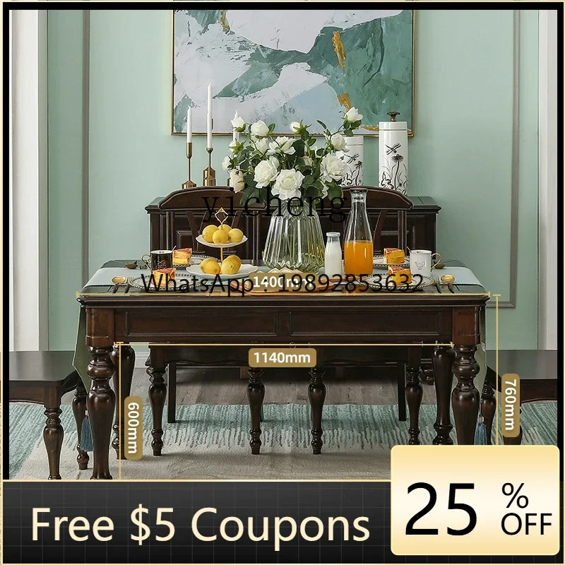 

AB pure solid wood dining table and chair combination light luxury rural simple guest restaurant home rectangular dining table