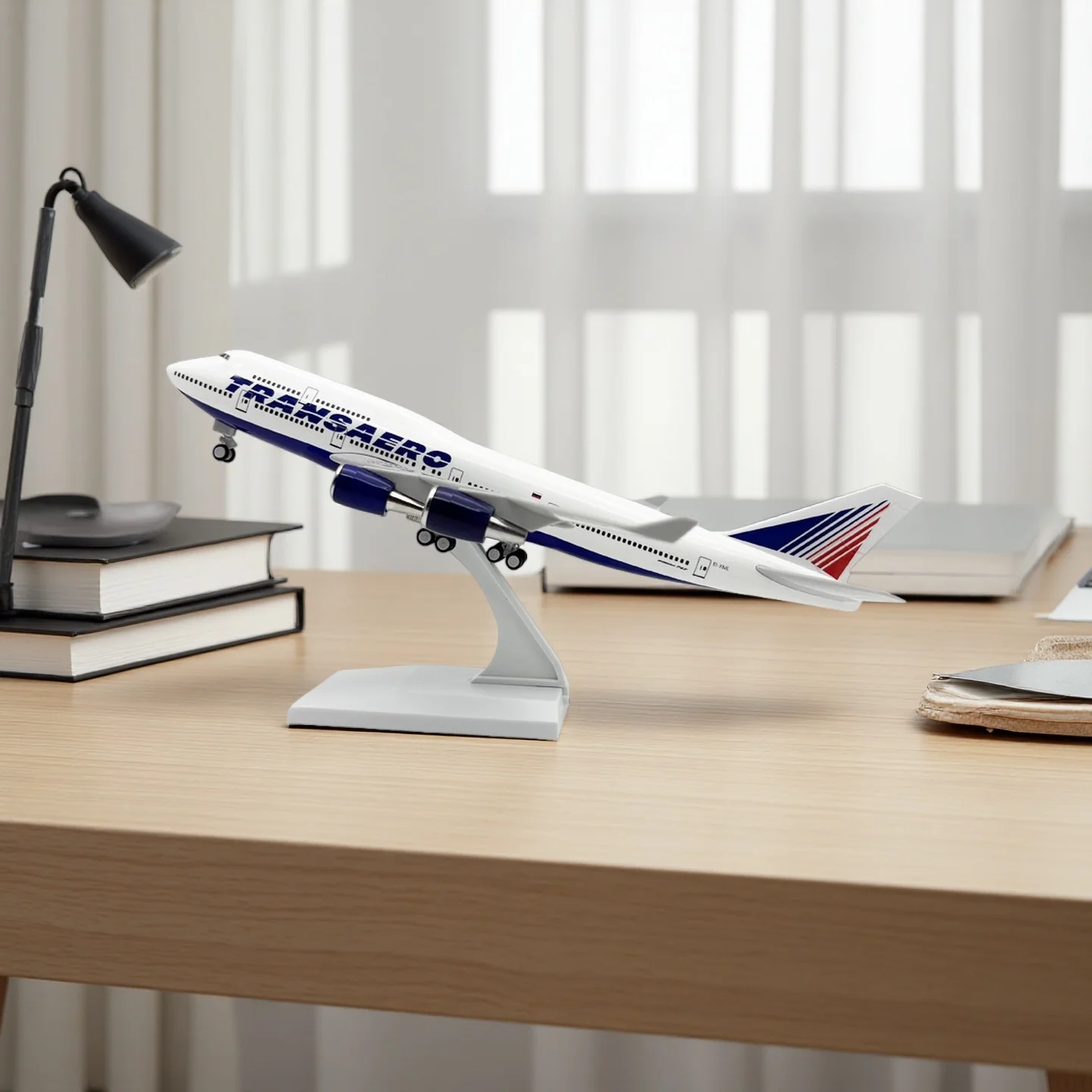 30cm for B747 Transaero Airplane Model  Alloy Metal Aircraft Static Scale Model Decorative Suitable for Gift
