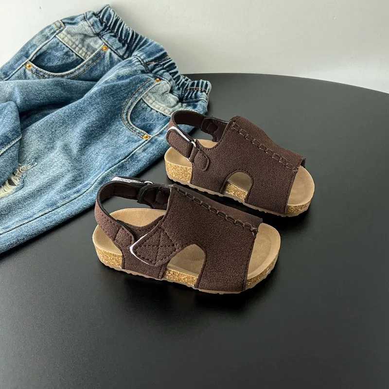 Mumoresip Girls Sandals Retro Soft Bottom Kids Beach Shoes Open Toes Non-slip 2026 Summer New Children Princess Sandals Trendy
