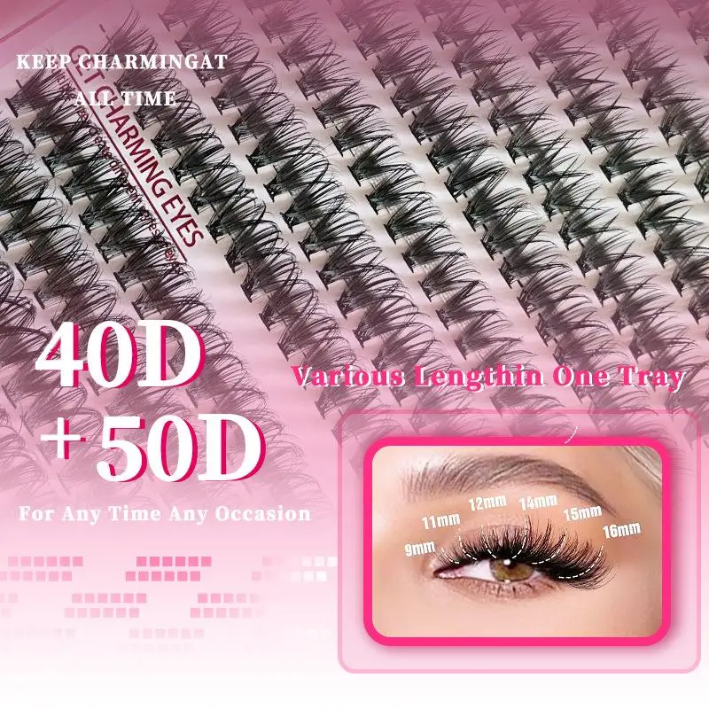 Lash Cluster Extension Kit Natural Colour Wispy DIY Lashes Reusable  for Home Parties and Professional Use