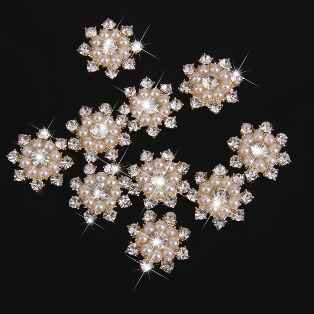 

10pcs Snowflake Hair Accessories Alloy Crystal Buttons Wedding Embellishment Flower Decor for Garments Bags Headbands Gift