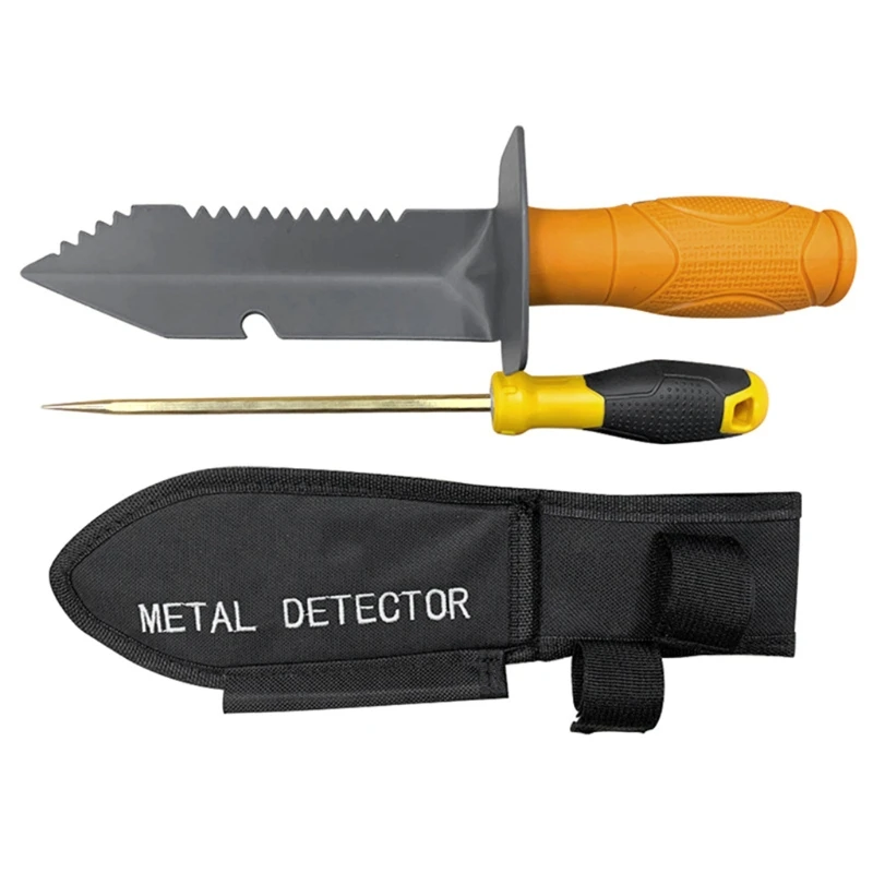 Serrated Edge Digger Sapper Shovel with Coin Probe Hand Shovel Set Premium Belt Holster Digger Tool for Metal Detecting