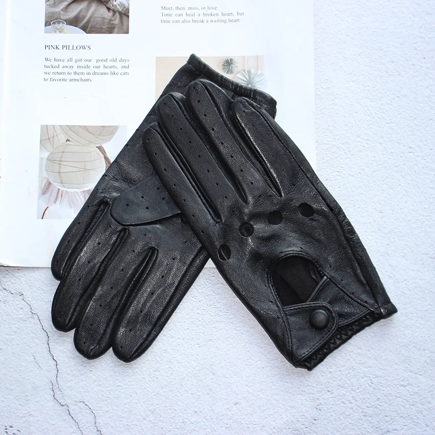 Sommer Fahren Leder Handschuhe Frauen Dünne Schaffell Ungefüttert Modische Ausgehöhlte Alle Finger Motorrad Reiten Handschuhe – Detail 12