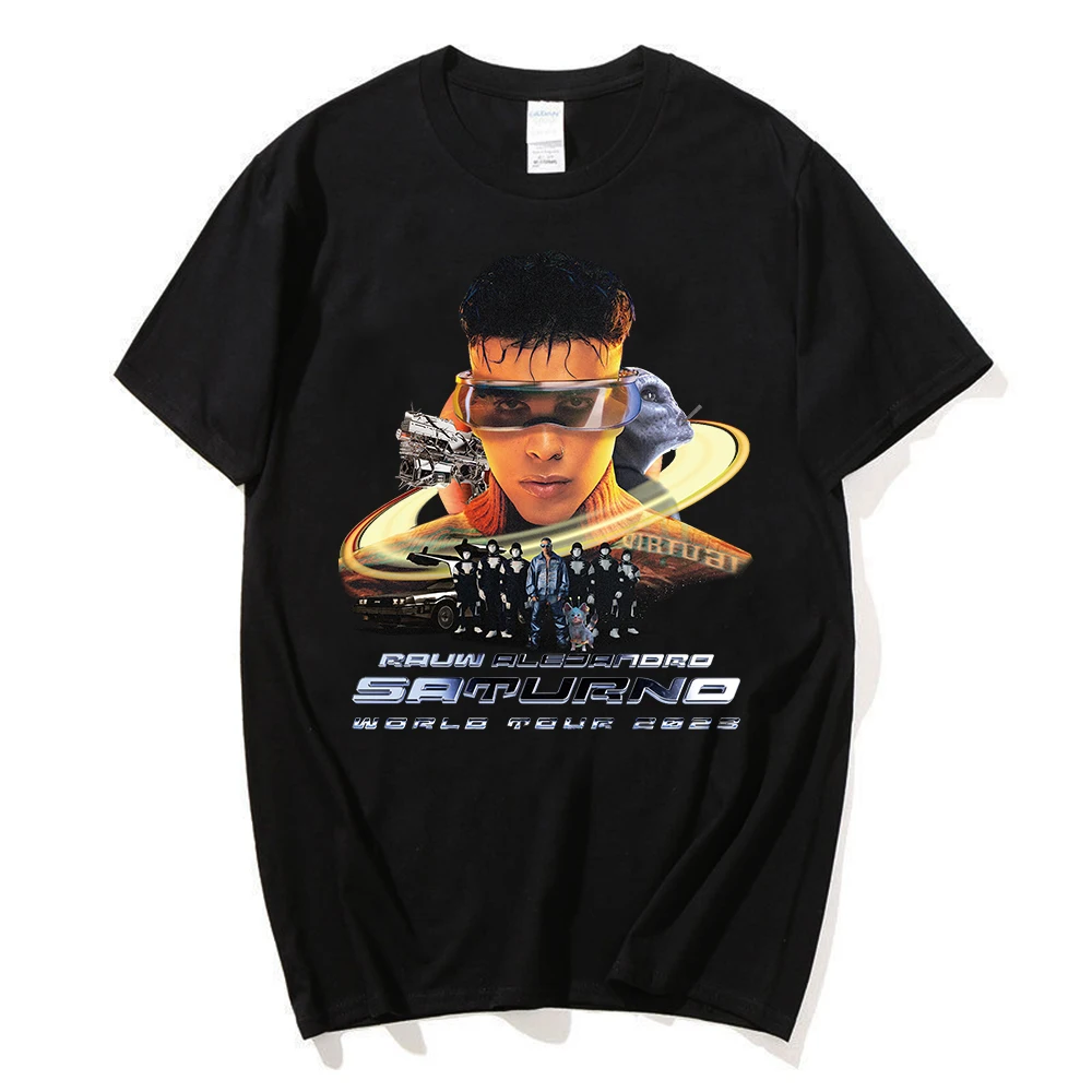 Hot Rauw Alejandro Saturno World Tour Graphic Men Women Short Sleeve Hiphop Shirt Y2K Tops Clothes