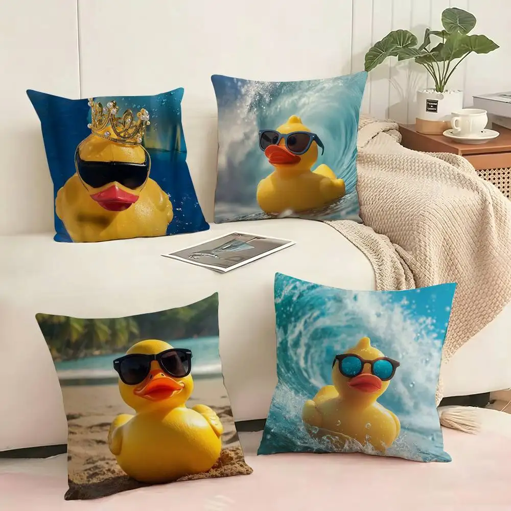 Maiden The Cute Duckling  Square Double-Sided printed Pillow Case Bedroom Bedside Pillow Sofa Cushion Cover Gift