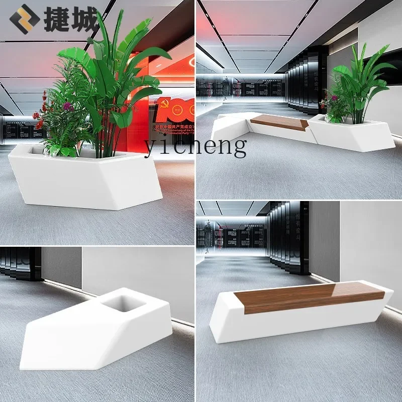 YFY fiberglass leisure chair outdoor mobile flower box seat terrace planting flower trough
