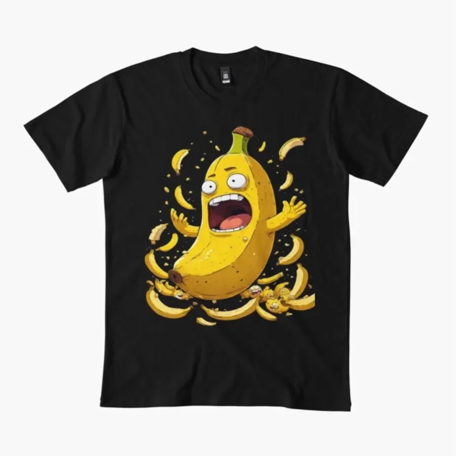 

Funny Screaming Banana Peel Graphic Tee Short Sleeve Breathable Cotton T-Shirt for Men Women Men Women