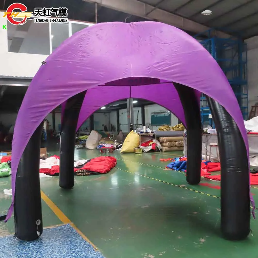 Snelle verzending Kleiner formaat tent Paarse opblaasbare spinnentent met ingebouwde luchtblazer