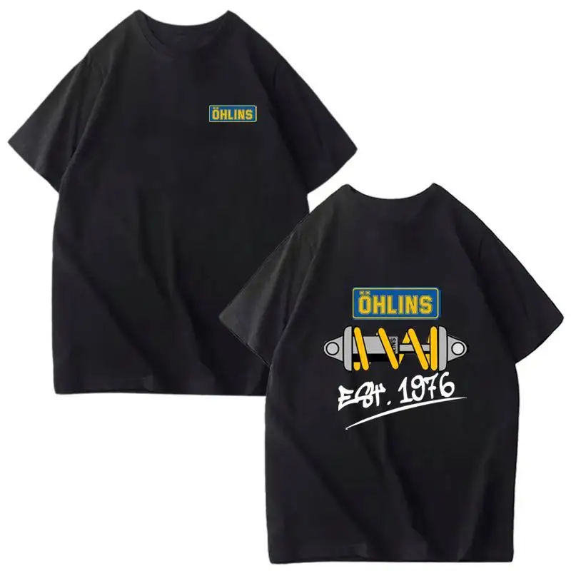 Ohlins Shock Absorber Pattern Car Modification Vehicle Accessories Men's and Women's Short-sleeved Pure Cotton T-shirts view 2
