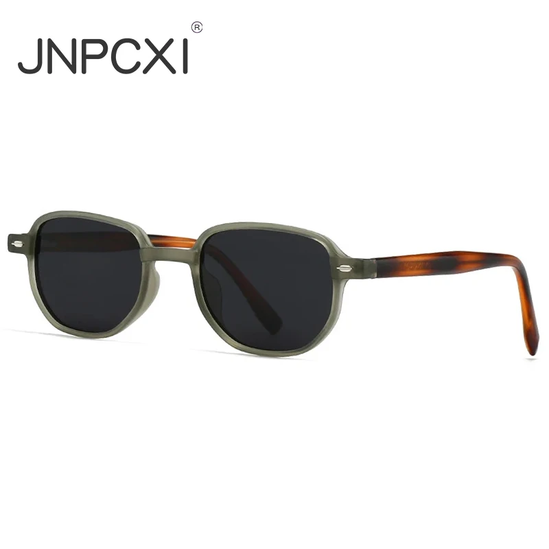 JNPCXI Retro Rivets Square Women Luxury Sunglasses Fashion Leopard Shades UV400 Men Green Sun Glasses