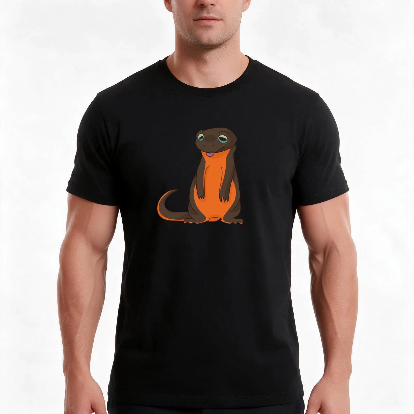 Rough Skinned Newt T-Shirt, Summer Casual Cotton Tee, Oversized Streetwear Tops, Vintage Graphic Print, Loose Fit Short Sleeve