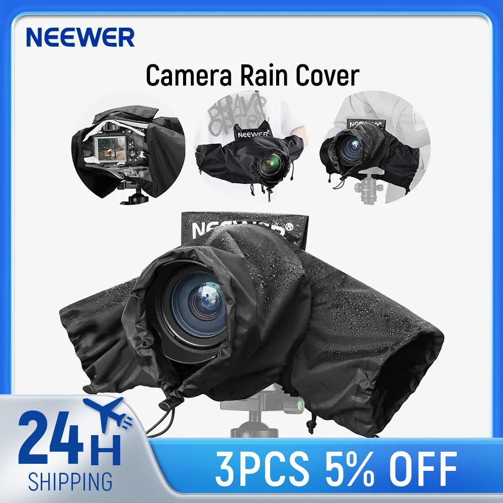 NEEWER Camera Rain Cover, Large Size Durable Nylon Raincoat Compatible with Canon Sony Nikon DSLR Mirrorless Vlog Camera & Lens