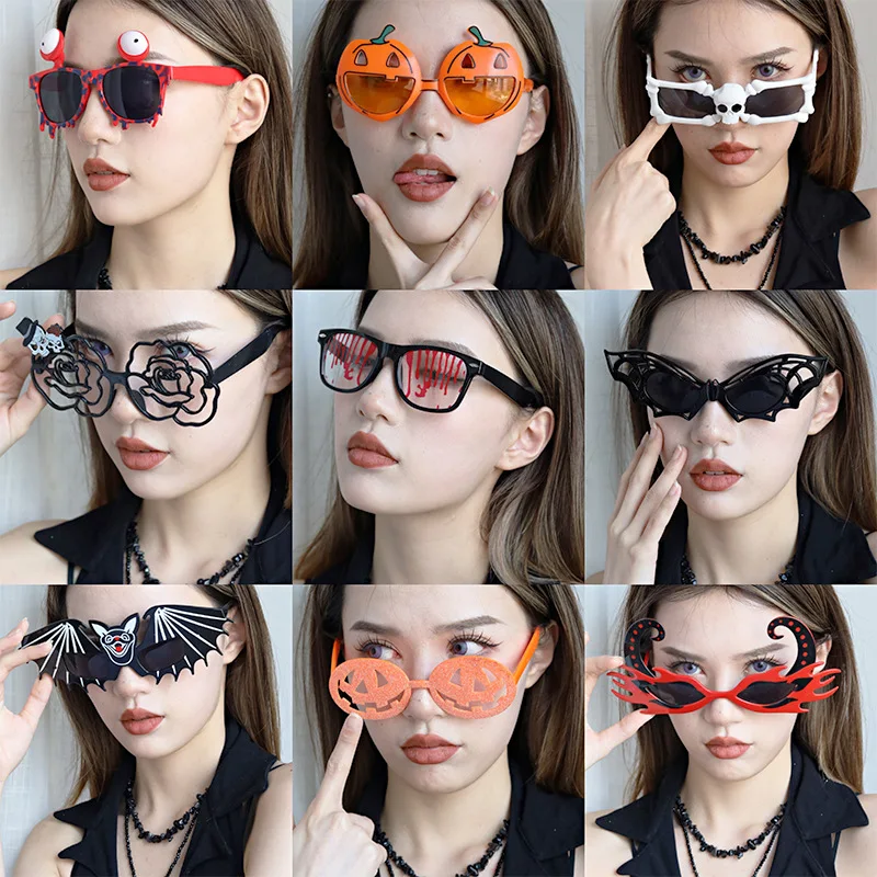 Halloween Creative Bat Bloodline Pumpkin Skull Spider Glasses Ball Dress up cosplay Party Funny Men's and Women's Glasses