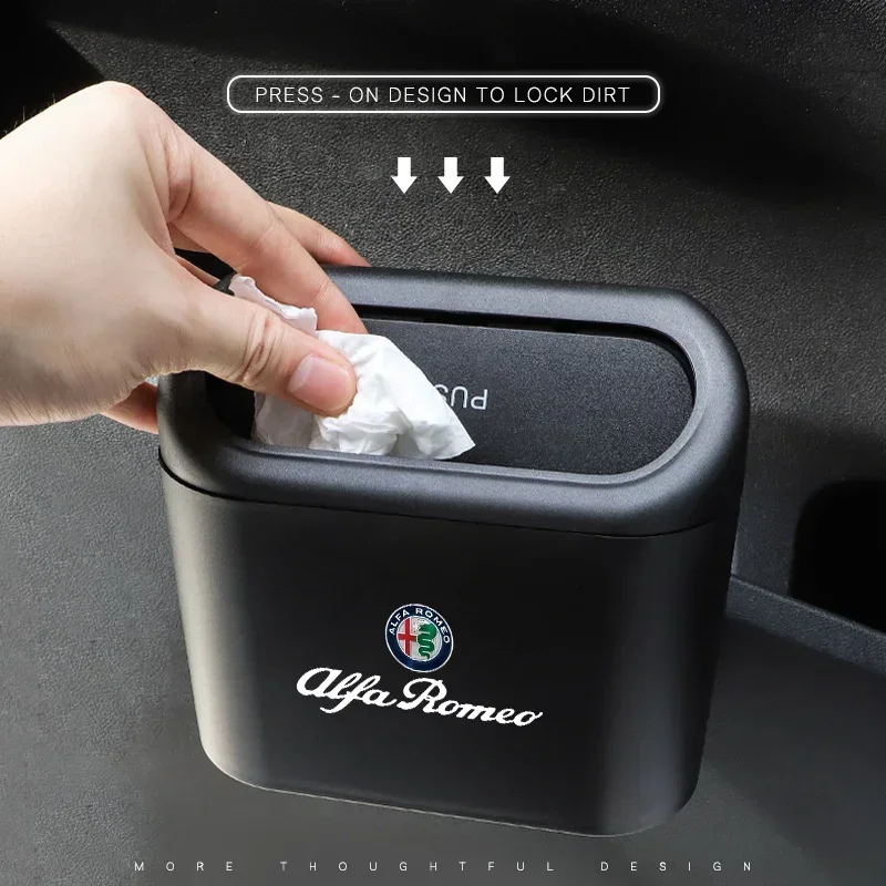 Car Trash Bin Storage Box Hanging Trash Interior Accessories for Alfa Romeo Giulietta GT 159 147 156 Mito Brera Giulia F1 Stelvi