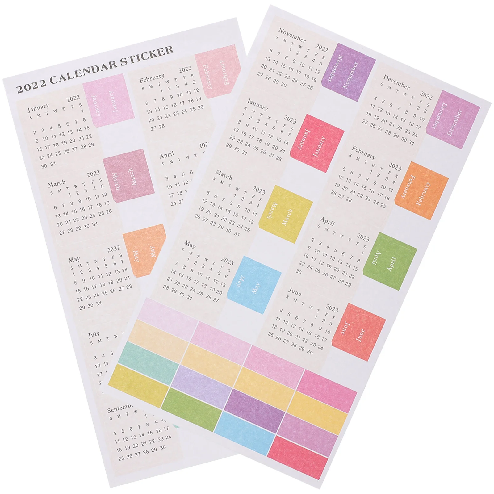 

10 Sheets Monthly Calendar Index Stickers Bright Color Precut Self Adhesive Planner Tabs for Notebook Office Student Daily Use