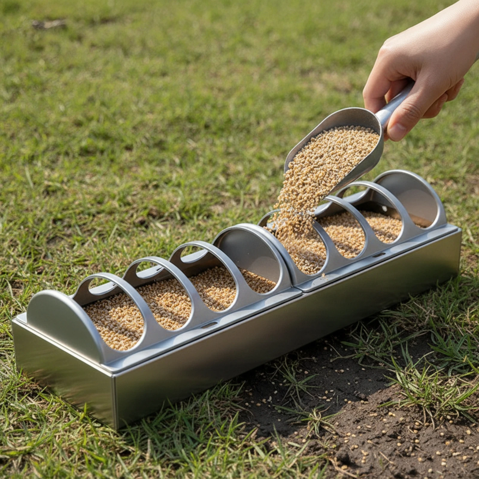 Chicken Feeder with Slotted Cover Metal Chicken Feeder with Lid Poultry Feeding Trough Easy-to-Clean Sturdy
