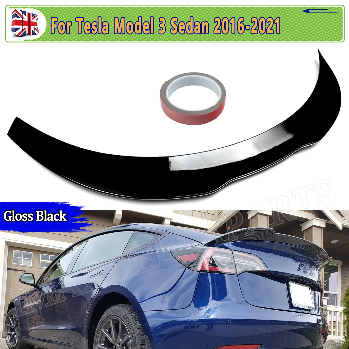 

PSM Style Spoiler For Tesla Model 3 2016 2017 2018 2019 2020 2021 Gloss Black Trunk Spoiler Lip High Kick Rear Trunk Lip Wing